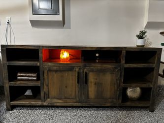 Brown 74” Rustic Wood TV Stand entertainment center TV console