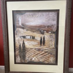 FRAMED LANDSCAPE ART 25.5” X 31.5” - $20