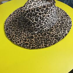 Brown & Black Leopard Print Drawstring Felt Cowboy/Girl Hat Size 57 Cm