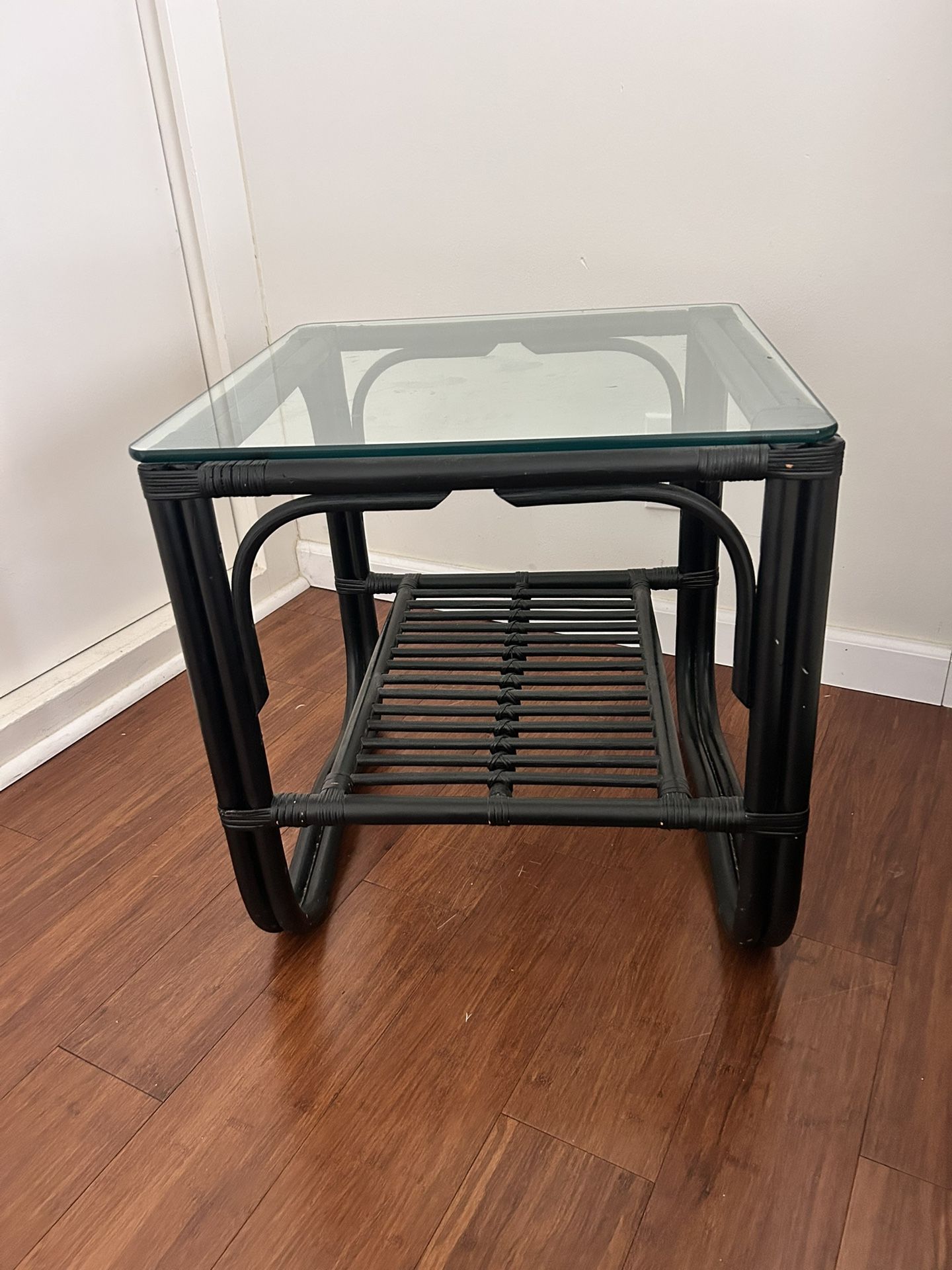 Vintage Black Bamboo Side Tables