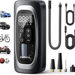 150PSI portable tire inflation pump with digital pressure gauge and LED light