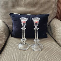 To Crystal Candlestick Holders