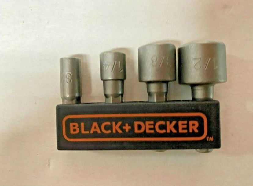 BLACK & DECKER 2 PACKS 8 PIECES TOTAL 1/4" 3/8" 3/16" 1/2" NUT DRIVER SET NEW