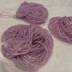 Lavendar Iridescent Seed Beads (3 Hanks)