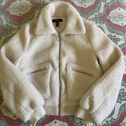 Forever 21 Furry Zipper Jacket Pink