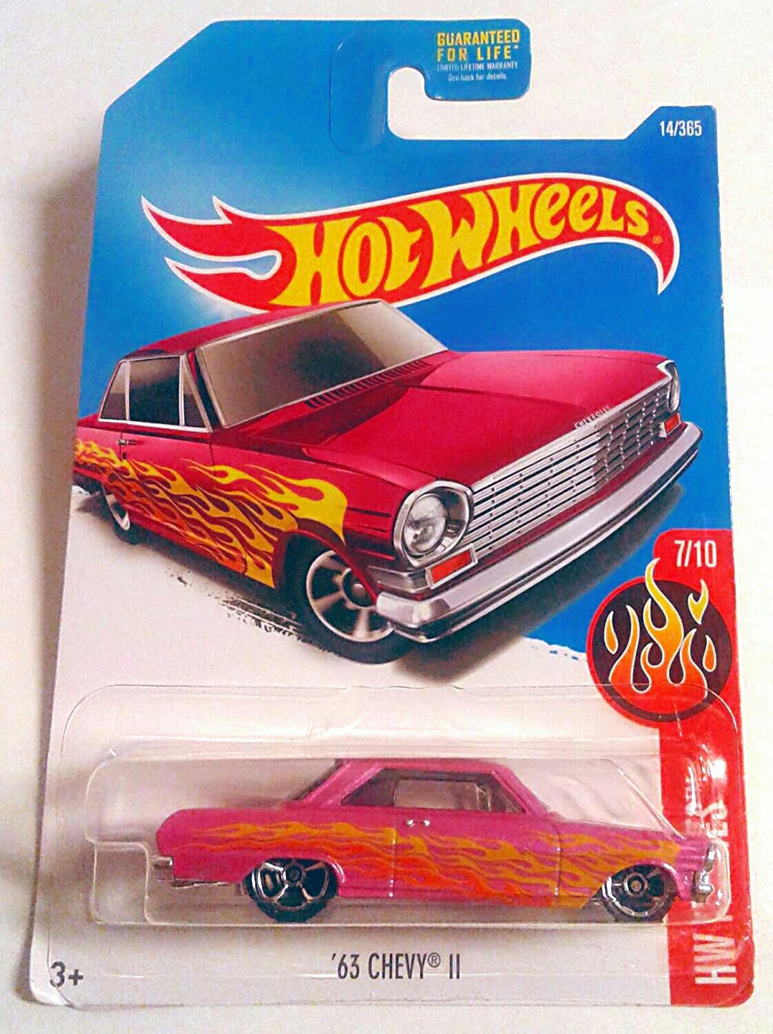 2016 HOT WHEELS '63 CHEVY II PINK 14/365 HW FLAMES 7/10