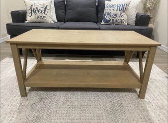 Light Wood Coffee Table with Shelf