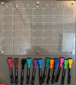 Clear magnetic calendar & dry erase markers