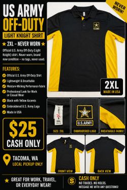 US Army Off-Duty “Light Knight” Polo Shirt – 2XL – Never Worn
