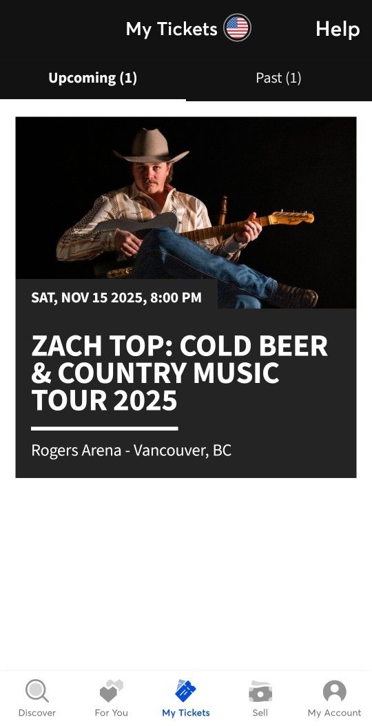 Zach Top Concert Tickets, Vancouver. BC $75 Each