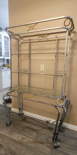 Wrought Iron looking Glass  Shelf Unit