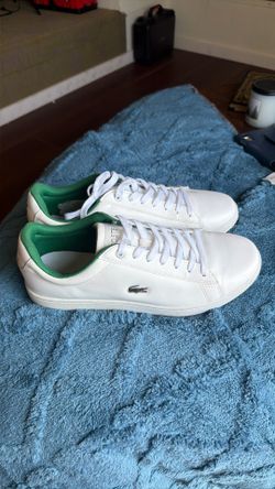 NEW LACOSTE HYDEZ 119 Leather sneakers in White / Green Size Men's 11