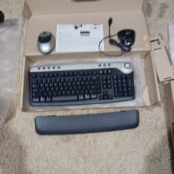 Dell Wireless Keyboard With USB Receiver, Mouse, And Hand Rest.