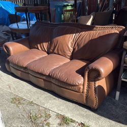 Brown Leather Sofa And Antique Style
