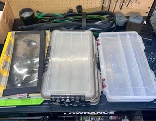 Fishing equipment tackle boxes and rod sleeves