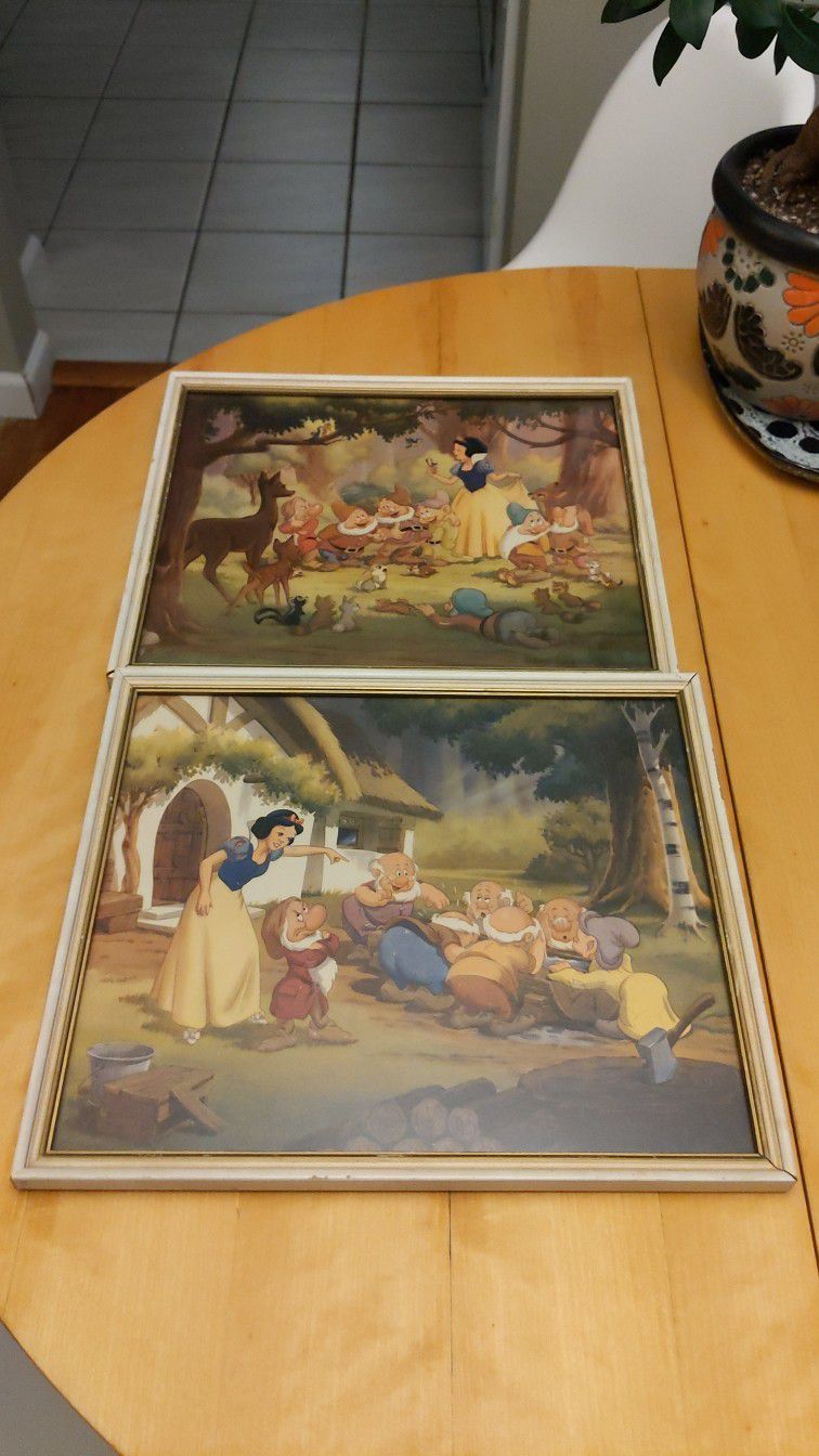 Rare Vintage 1940s Lithographs From Disney's Snow White