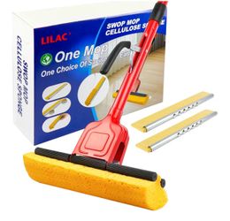 Cellulose Sponge Pop Up Sponge Mop with 2 Swop Roller Sponge mop Suitable for Wood, Ceramic Tiles and Other Flat Floors (1 Handle and 2 Heads)