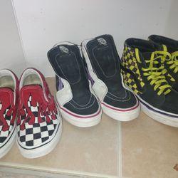 3 Pairs Of Vans Lightly Used Size 5.0