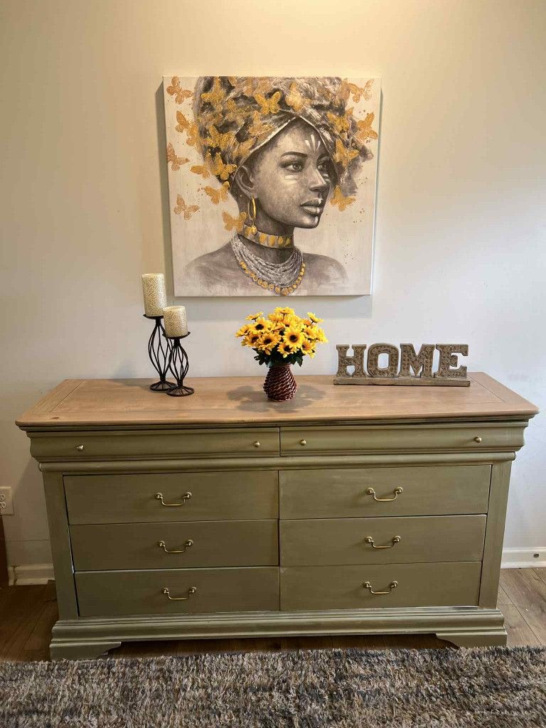 Olive Green 8 Drawer Dresser