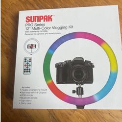 Pro Series Sunpak 12" Multi-Color Vlogging Kit - RGB Ring Light, Tripod, Remote