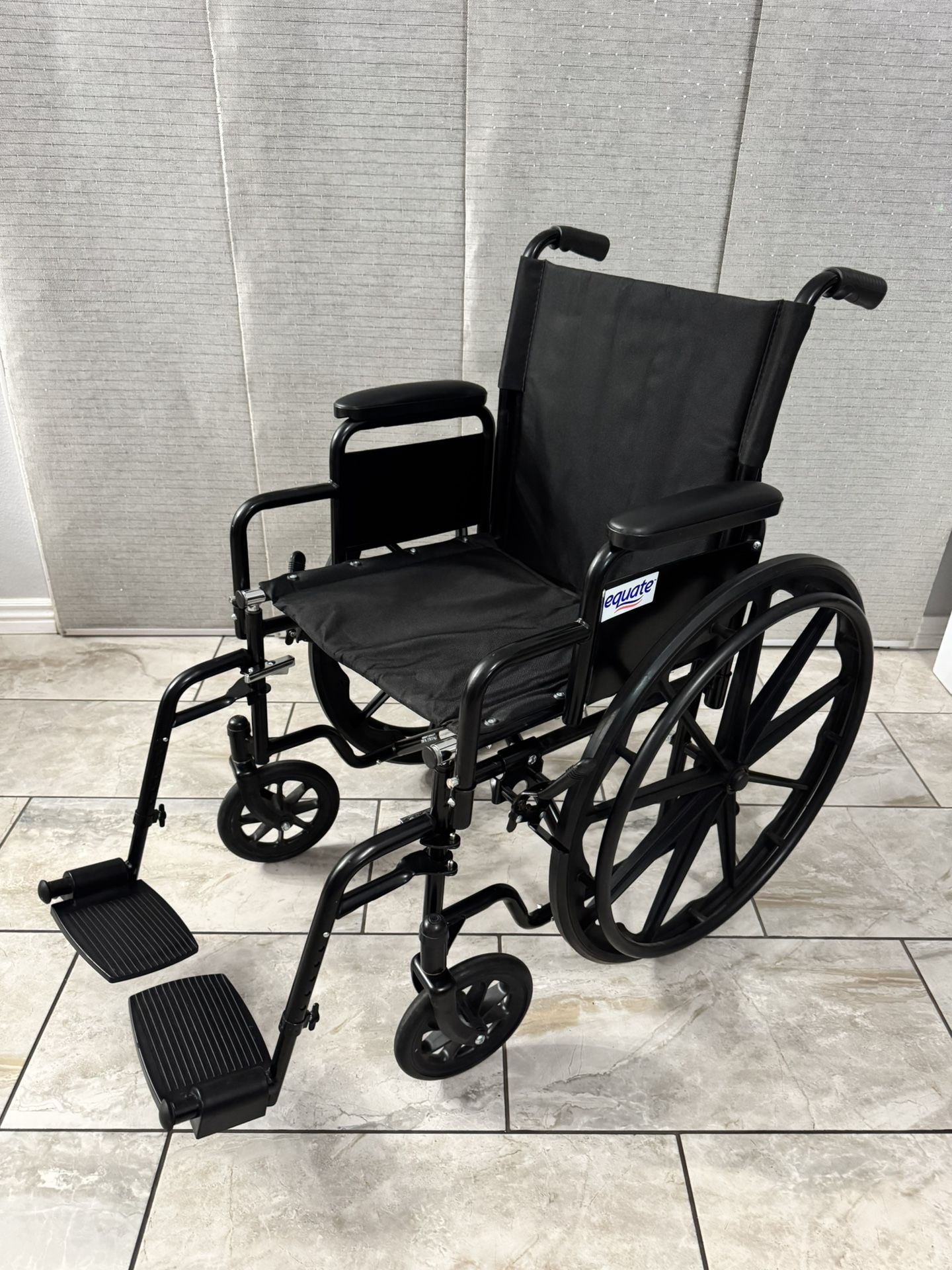 Equate Foldable Wheelchair with 18" Seat and Swing-Away Footrests, Removable Arms 350 lb Capacity