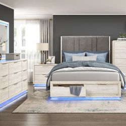 4 PC BEDROOM SET NEW IN BOX (MATTRESS AND CHEST SOLD SEPARATELY)