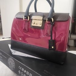 Furla Tricolor Rubber and Leather Candy Satchel