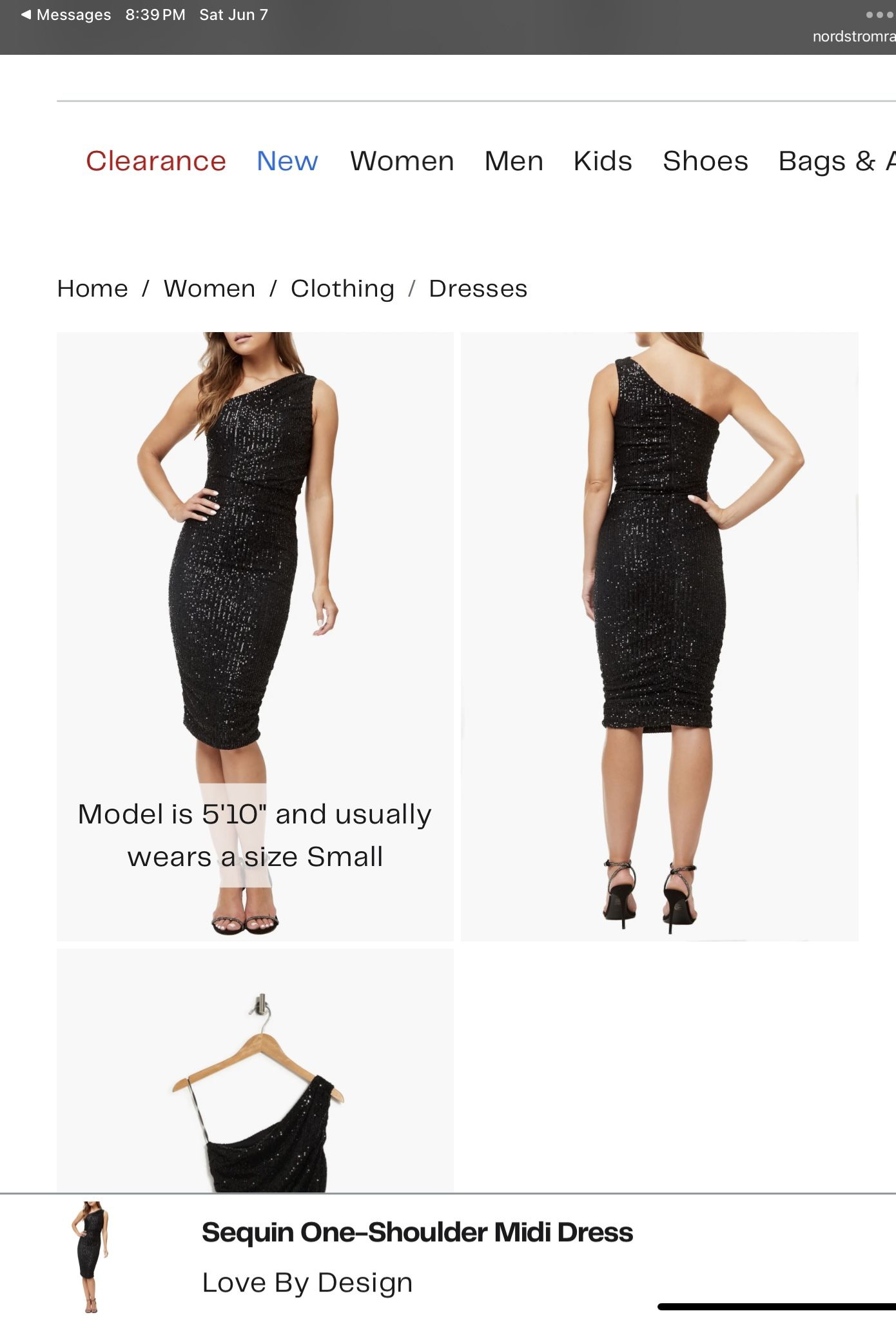 Sequin One-Shoulder Midi Dress (Medium)