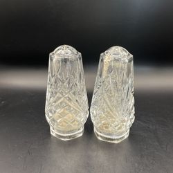 Vintage Crystal Salt and Pepper Shakers Set 3.5" Diamond Starburst Cut Glass