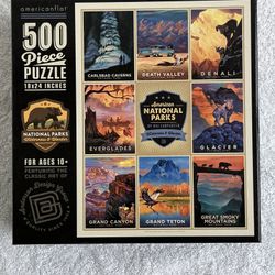 NIB American National Parks Americanflat 500 Piece Jigsaw Puzzle 18” X 24”
