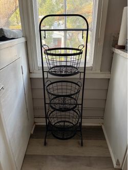 3 Tier Floor Metal Basket Stand