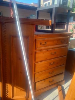Queen bed frame and tall dresser