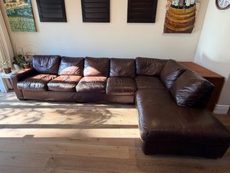 Like New Arizona Leather Dark Brown Traditional Sofa 144 inch 8 Seater - Huntington Beach, CA