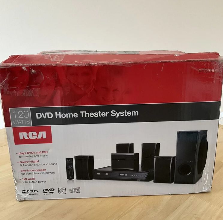 RCA DVD Home Theater System, RTD396, Dolby, 120 Watts, Brand New