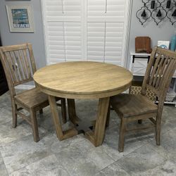 Solid Wood Dining Table With Two Chairs 
