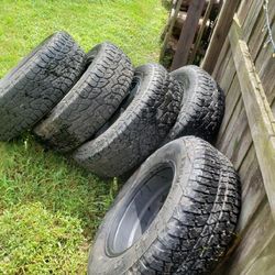 255/70/18 Jeep 5 Lug Wheels And Tires...4 Really Good Condition, 1 Brand New Used As Spare Never Used. $500 Or BO