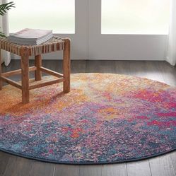 round colorful area rug 