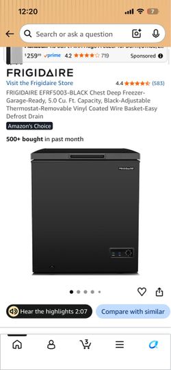 Frigidaire deep freezer