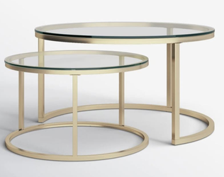 Gold Glass Nesting Coffee Tables - Set of 2
