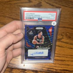 2023 Panini Prizm Toumani Camara Blue Wave Rookie Signatures Auto PSA 9 Mint RC