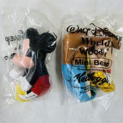 Vintage Kellogs Mickey Mouse And Woody Mini Bean Bags