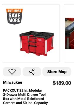 Milwaukee  PACKOUT 22 in. Modular
3-Drawer Multi Drawer Tool
Box with Metal Reinforced
Corners and 50 lbs. Capacity