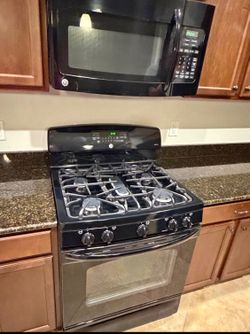 Dishwasher fridge gas stove and microwave