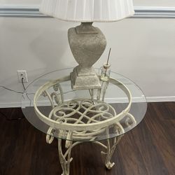 2 Glass Top End Tables And Window Or Wall Table 