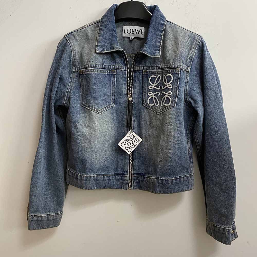 Loewe Embroidered Cropped Denim Jacket