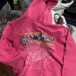 Sp5der Hoodie Pink Large 