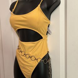 NWOT- Yellow Cut Out Bodysuit/bathing Suit 1 Piece 🌼