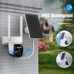 Hawkray Solar Security Cameras Wireless Outdoor ，2K 360° View Pan Tilt Low Power Consumption WiFi Security Cameras with AI Motion Detection, Two-Way A