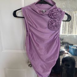Fashion Nova Purple Rosette Ruched Mini Dress