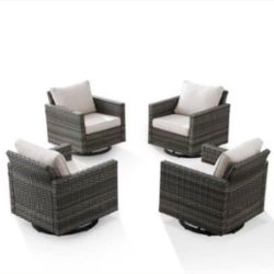 Patio Swivel Rocking Chairs Brand New Inside The Box Gray Frame Base Cushions Outdoor Swivel Rocking Chairs 🆕🚎🛺🆕